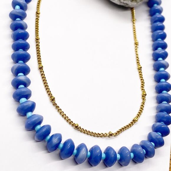 NEW Summer Blue Semiprecious Stone Necklace - Picture 3 of 9